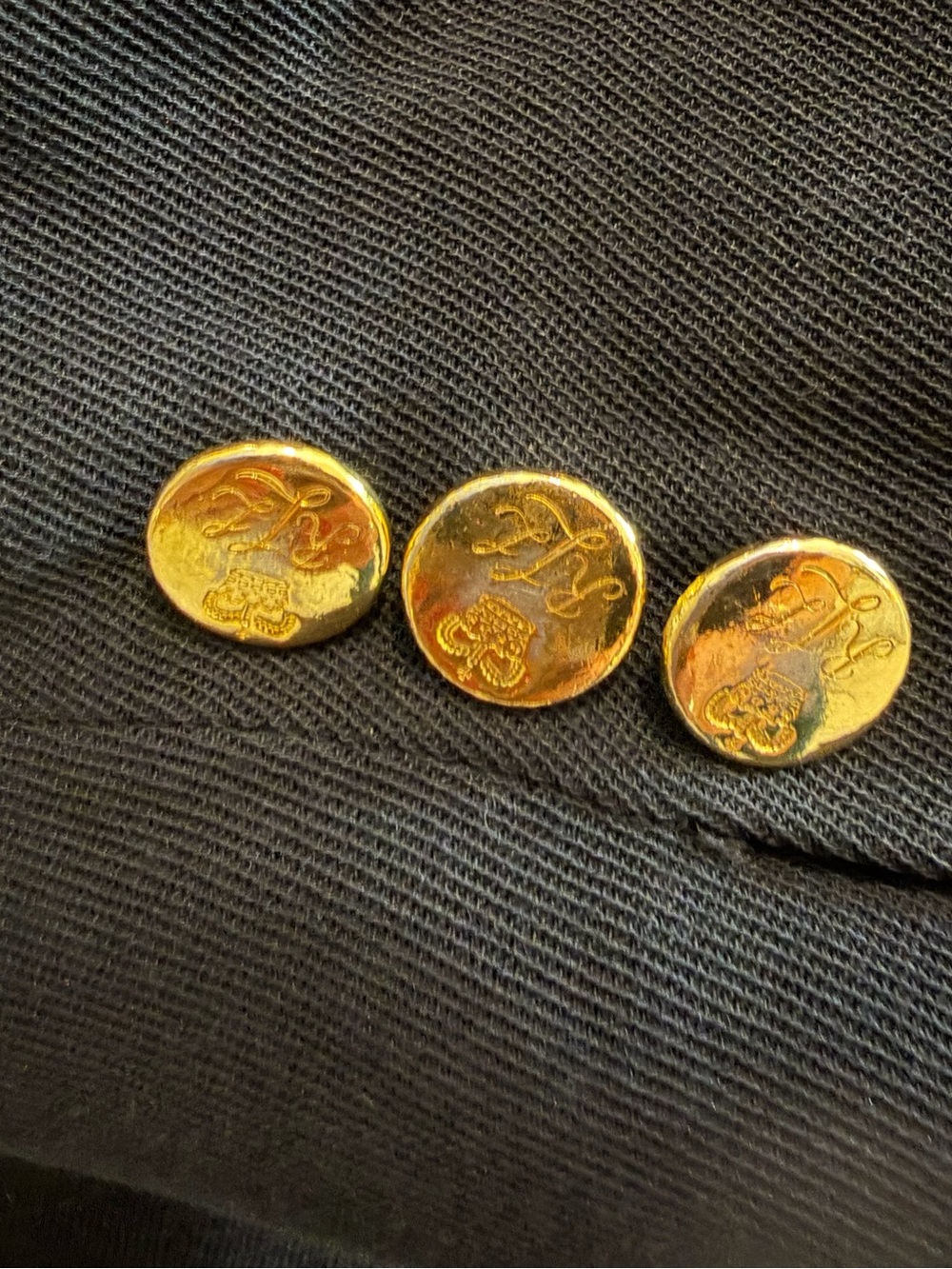 Vintage Lauren Ralph Lauren Black Blazer Gold Crest Buttons Size 4 Fall Money - Picture 7 of 13